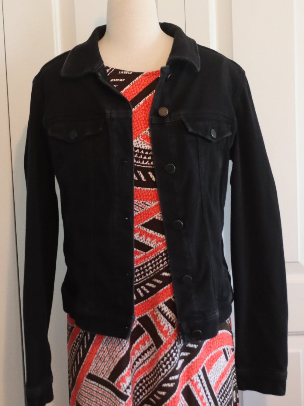 Liverpool Jeans Company Stretch Denim Jacket Black Size Small Button Front/Cuffs